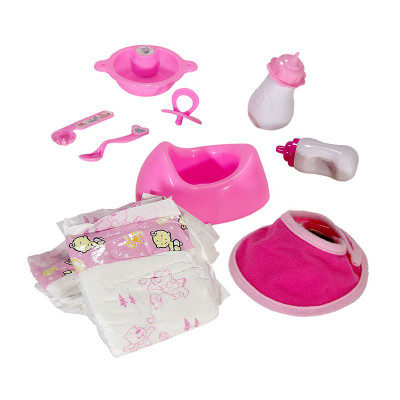 Set accesorii pentru papusi, plastic, 10 piese, 3 ani+, Roz foto