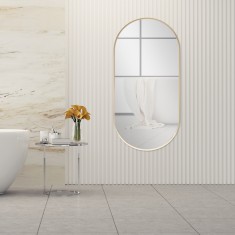 Oglinda de perete baie Corato aluminiu auriu [en.casa] HausGarden Leisure