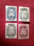 4 Timbre Rusia 1909 Posta Rusa in Levant ,supratipar 2xConstantinopole ,Metelin si Beirut , stampilate