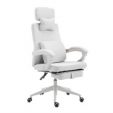 Scaun de birou rotativ cu tetiera si suport pentru picioare- in mai multe culori-alb, Timelesstools