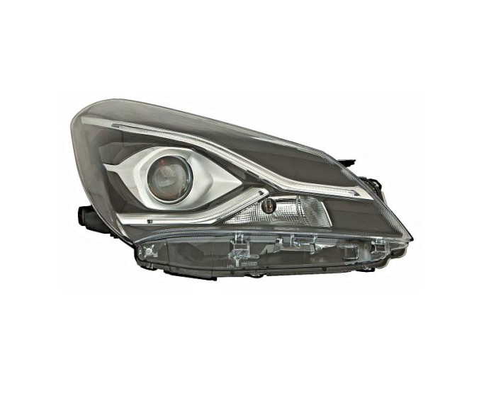 Far Toyota Yaris, 05.2017-12.2020, montare fata, dreapta, cu lentile; cu lumini de zi tip LED; HiR2+LED+WY21W; electric; fara motor; halogen, DEPO
