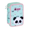 Penar Echipat Astrabag AC31 Panda, 3 Compartimente, Fete, Poliester, 20.5cm, Albastru Pal, Fermoar, Set Complet cu Accesorii