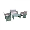 Set Mobilier Gradina 4 Piese Heinner Marta, Otel si Rattan Sintetic: Canapea, 2 Fotolii, Masa