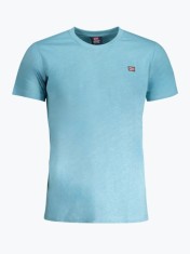 Tricou barbati din bumbac cu decolteu la baza gatului, Azur, L