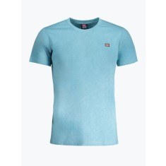 Tricou barbati din bumbac cu decolteu la baza gatului, Azur, L