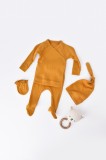 Cumpara ieftin Set 4 piese: bluza, pantaloni, caciulita si manusi din bumbac organic si modal - Sofran, BabyCosy (Marime: 0-3 Luni)