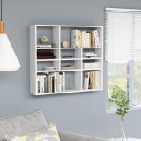 Gossi raft de perete, alb extralucios, 90x16x78 cm, lemn prelucrat
