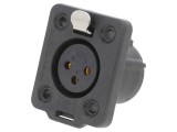Soclu XLR mamă 3 pini negru cu buton 6A