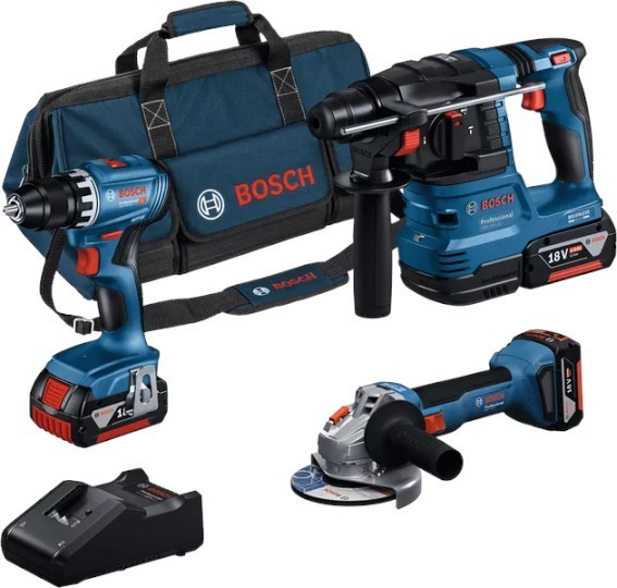 Bosch SET COMBI 18V GSR18V-45 + GWS18V-8 + GBH18V-22 + 3x GBA 18V, 4.0Ah + GAL18 ProAdvanced PowerfulTools