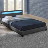 Pat dormitor Lana5 tapitat cu LED 140x200cm gri inchis Corium HausGarden Leisure, [Corium]
