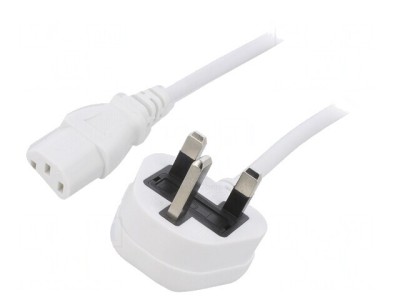 Cablu Alimentare 1m Alb 3x0,75mm2 BS 1363 la IEC C13 3A foto