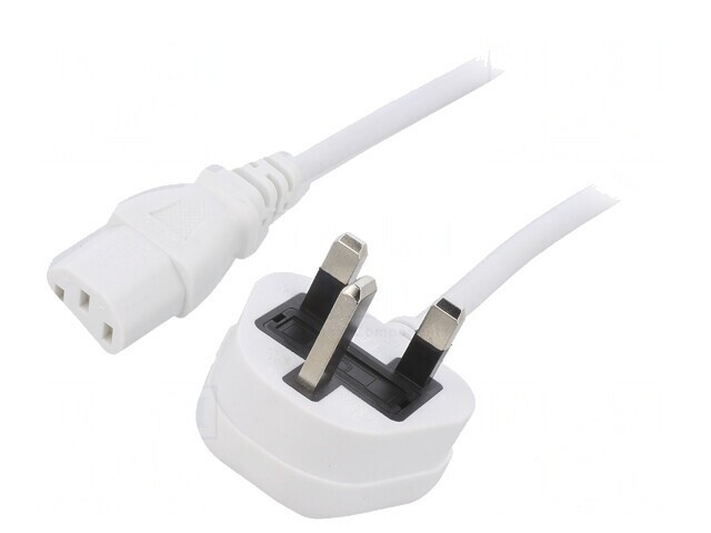 Cablu Alimentare 1m Alb 3x0,75mm2 BS 1363 la IEC C13 3A