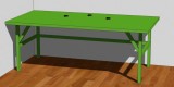 Birou Gaming Office Solid Verde 200x100cm Blat Dublu 3.6cm Cadru Metalic Rezistent Gauri Cabluri Transport Gratuit