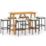 Cumpara ieftin Set mobilier bar de gradina cu perne, 7 piese, negru