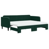 Cumpara ieftin Pat de zi cu extensie si saltele verde inchis 90x200 cm catifea