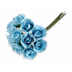 Buchet 10 Trandafiri hartie albastra &Oslash; 1,5 cm x 10 H
