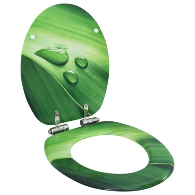 vidaXL Capac WC &amp;icirc;nchidere silențioasă, verde, MDF, model picătură apă foto