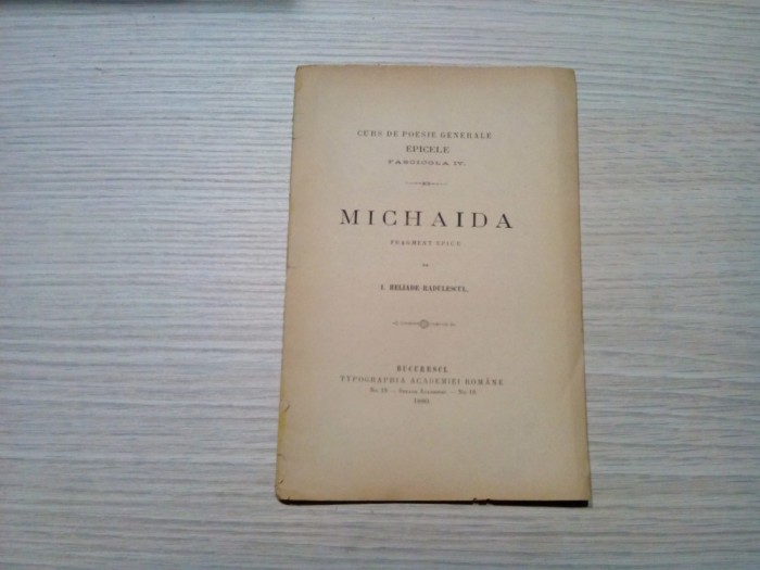 CURS DE POESIE GENERALE - MICHAIDA - I. HELIADE RADULESCU -1880, 55 p.