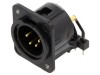 Conector XLR Tată 90&deg; Negru 6A, Neutrik
