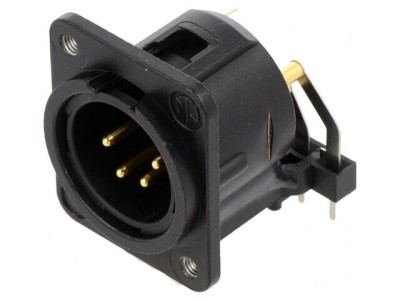 Conector XLR Tată 90&amp;deg; Negru 6A foto