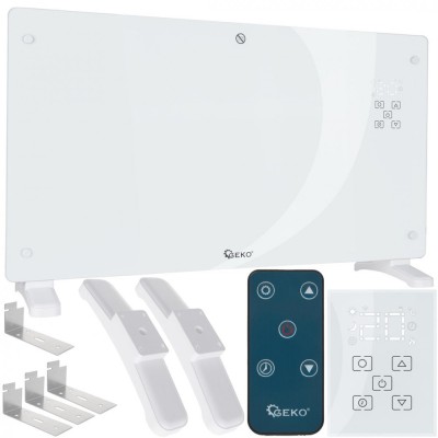 Convector alb din sticla cu afisaj LCD, telecomanda si Wi-fi, 2500 W, Geko G80446 foto