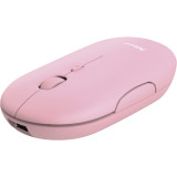 Mouse wireless Trust Puck, 2.4GHz si Bluetooth, reincarcabil USB-C, Roz