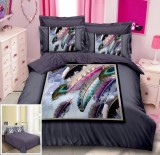 Cumpara ieftin Lenjerie De Pat Extasy Xf007, Bumbac, 4 Piese, Fara Elastic, Gri, Imprimeu