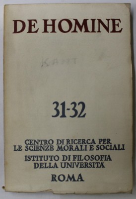 DE HOMINE , CENTRO DI RICERCA PER LE SCIENZE MORALI E SOCIALI , NO.31-32 , ROMA , DICEMBRE , 1969 foto