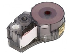 Bandă etichetare roșie 19,1mm x 6,4m text alb