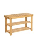 Cumpara ieftin Pantofar tip banca, Songmics, 3 rafturi, Bambus, 28.5 x 70 x 45 cm
