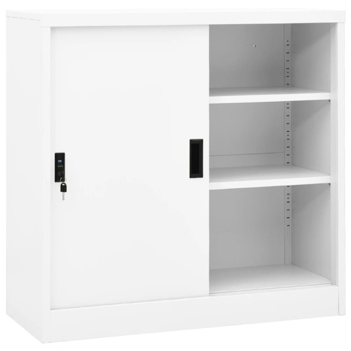 vidaXL Dulap de birou cu ușă glisantă, alb, 90x40x90 cm, oțel 335950