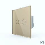 Cumpara ieftin Intrerupator dublu touch cap-scara/cruce Livolo, auriu, serie noua