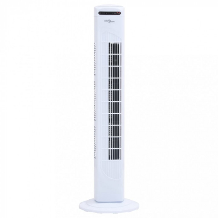 vidaXL Ventilator turn cu telecomandă și temporizator alb &Phi;24x80 cm