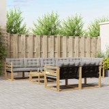 vidaXL Set de canapele de exterior 9 pcs Alb și gri deschis 3388817