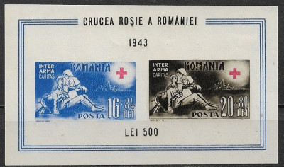 C2449 - Romania 1943 - Crucea-Rosie bloc neuzat,perfecta stare foto