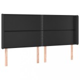 Cumpara ieftin Tablie de pat cu aripioare, negru, 183x16x118/128 cm, piele eco