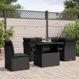 Cumpara ieftin Gossi set mobilier de gradina cu perne, 6 piese, negru, poliratan
