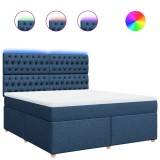 Cumpara ieftin Pat box spring cu saltea, albastru, 180x200 cm, material textil