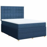 Cumpara ieftin Pat continental cu saltea, albastru, 160x200cm, material textil