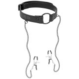 Bavaglio BDSM cu inel si clipsuri pentru sani, piele vegana &ndash; Fetish Submissive