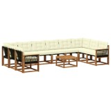 vidaXL Set de canapele de exterior cu pernă 11 pcs Natural și Crem 3382254