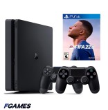 Consola Sony Playstation 4 Slim Ps4 500gb + Doua Controllere + Fifa 22 PlayStation 4, Second-Hand