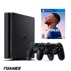 Consola Sony Playstation 4 Slim Ps4 500gb + Doua Controllere + Fifa 22 PlayStation 4, Second-Hand