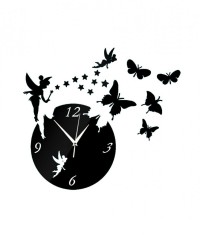 Ceas decorativ de perete, Butterfly, Oglinda acrilica, 31 cm, WC1488