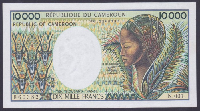 Bancnota Camerun 10.000 Franci (1990) - P23 UNC ( vezi descriere )