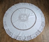 FATA DE MASA VINTAGE CIRCULARA DIN BUMBAC GROS CU INSERATII CROSET MANUA