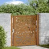 Poarta Gradina Otel Corten Design Flacara 105x10x105cm, Sistem Blocare, Usor de Asamblat, Maro Ruginiu