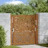Poarta Gradina Otel Corten Design Flacara 105x10x105cm, Sistem Blocare, Usor de Asamblat, Maro Ruginiu