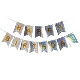 Banner Happy Birthday Argintiu Chrome, 2.5m, Ghirlanda Decorativa Aniversare Copii, Ropet