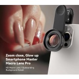 Lentila macro profesionala, Apexel,120mm HD, clip prindere, nail artist, gene, makeup, compatibila iPhone 16,15,14,13, Samsung, Honor, Google Pixel